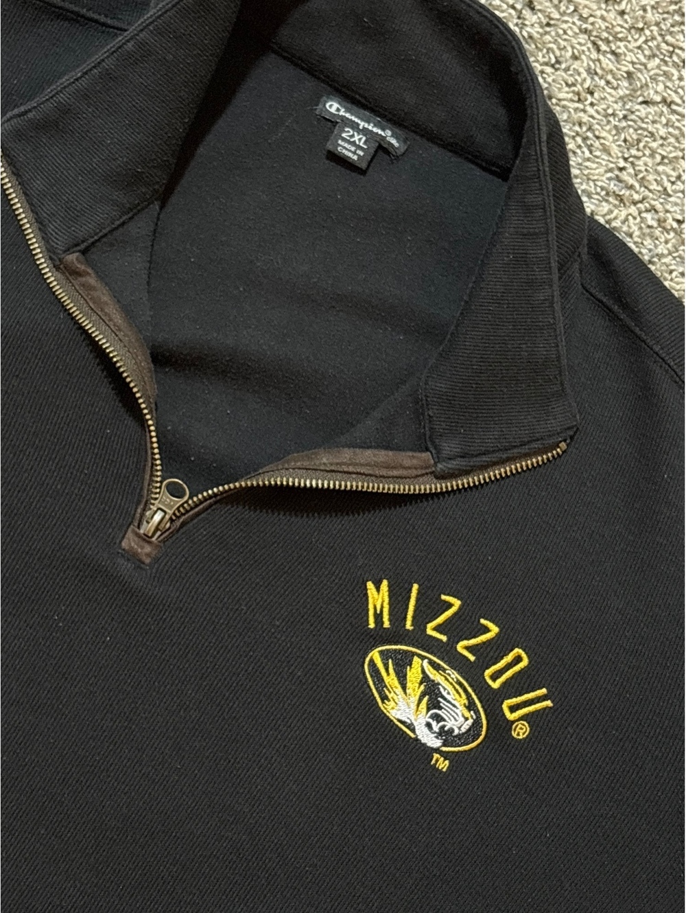 Champion Mizzou 2XL Black Quarter Zip Sweatshirt